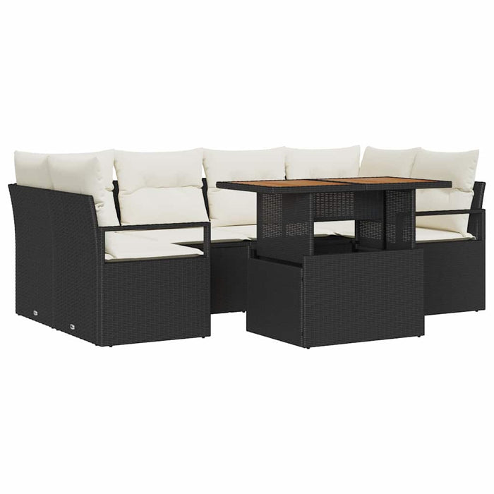Set de canapele pentru grădină cu pernă 7 pcs negru și crem - WALTI WALTI