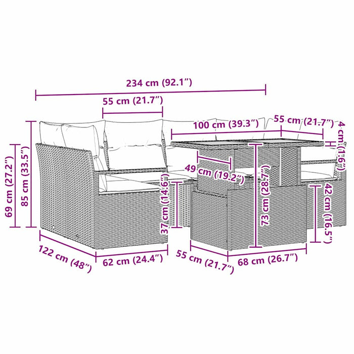 Set de canapele pentru grădină 7 pcs Gri 100 x 55 x 73 cm - WALTI WALTI