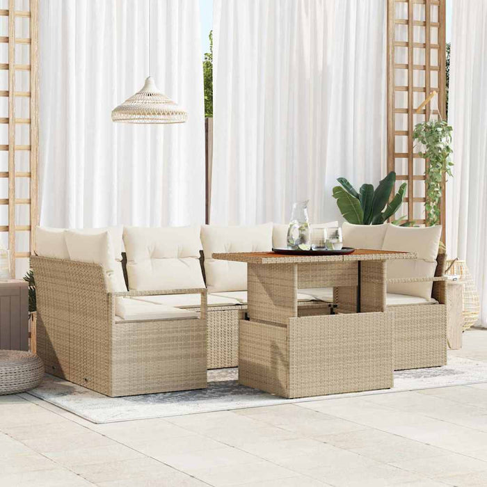 Set de canapele pentru grădină cu pernă 7 pcs bej și crem WALTI