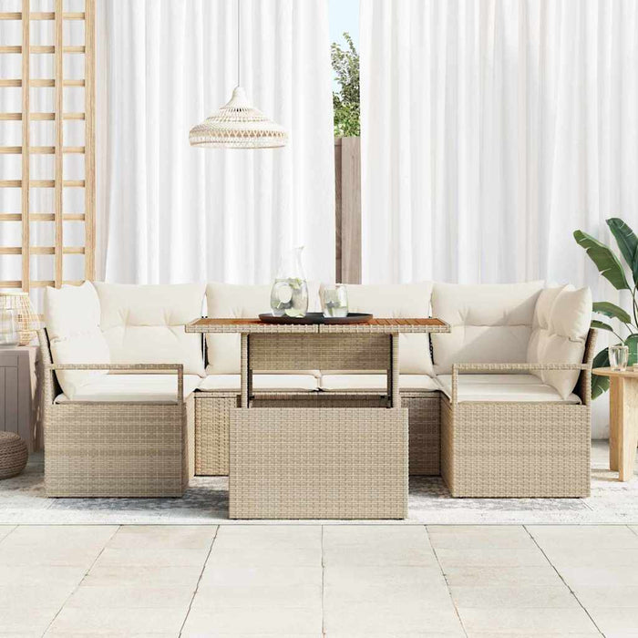 Set de canapele pentru grădină cu pernă 7 pcs bej și crem WALTI