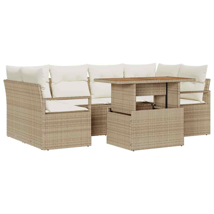 Set de canapele pentru grădină cu pernă 7 pcs bej și crem WALTI