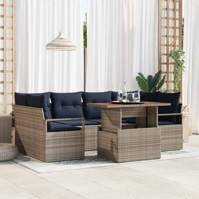 Set de canapele pentru grădină cu pernă 7 pcs gri și bleumarin - WALTI WALTI