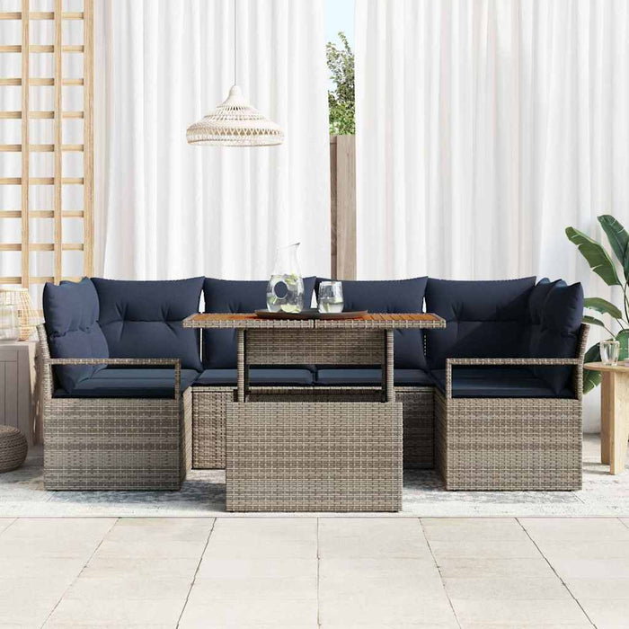 Set de canapele pentru grădină cu pernă 7 pcs gri și bleumarin - WALTI WALTI