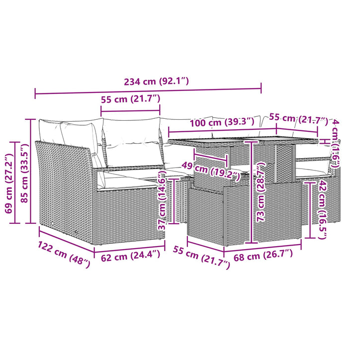 Set de canapele pentru grădină cu pernă 7 pcs gri și bleumarin - WALTI WALTI