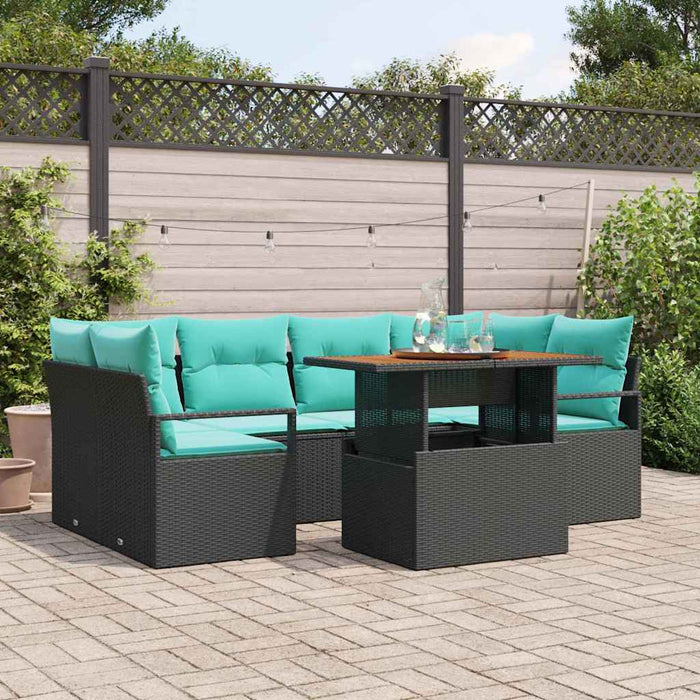 Set de canapele pentru grădină cu pernă 7 pcs Negru și albastru - WALTI WALTI
