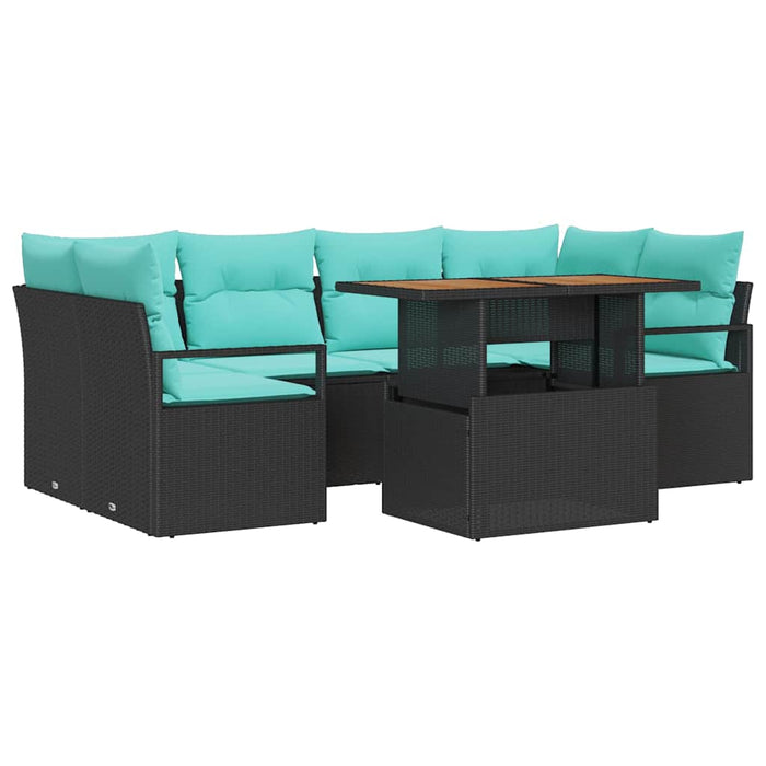Set de canapele pentru grădină cu pernă 7 pcs Negru și albastru - WALTI WALTI