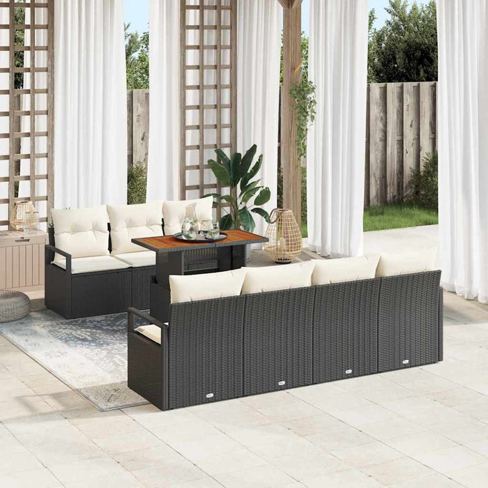 Set de canapele pentru grădină cu pernă 8 pcs Negru, Crem - WALTI WALTI