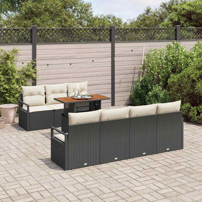 Set de canapele pentru grădină cu pernă 8 pcs Negru, Crem - WALTI WALTI