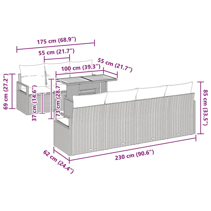 Set de canapele pentru grădină 8 pcs Bej, Gri 100 x 55 x 73 cm - WALTI WALTI