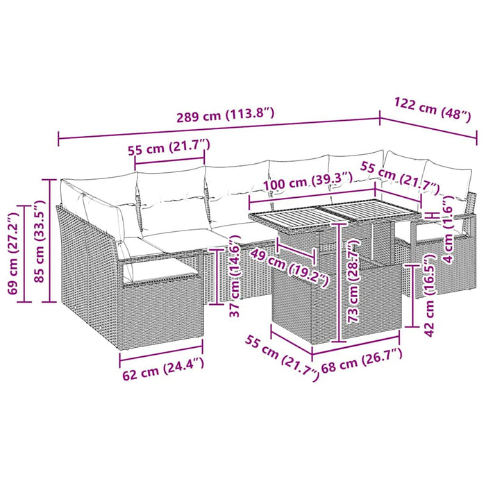 Set de canapele pentru grădină cu pernă 8 pcs Negru, Crem - WALTI WALTI