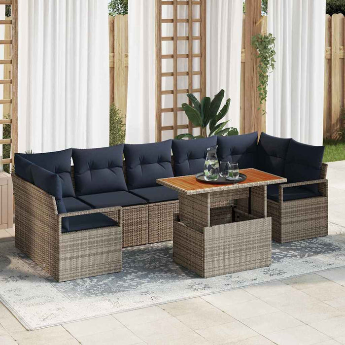 Set de canapele pentru grădină cu pernă 8 pcs Gri și bleumarin - WALTI WALTI