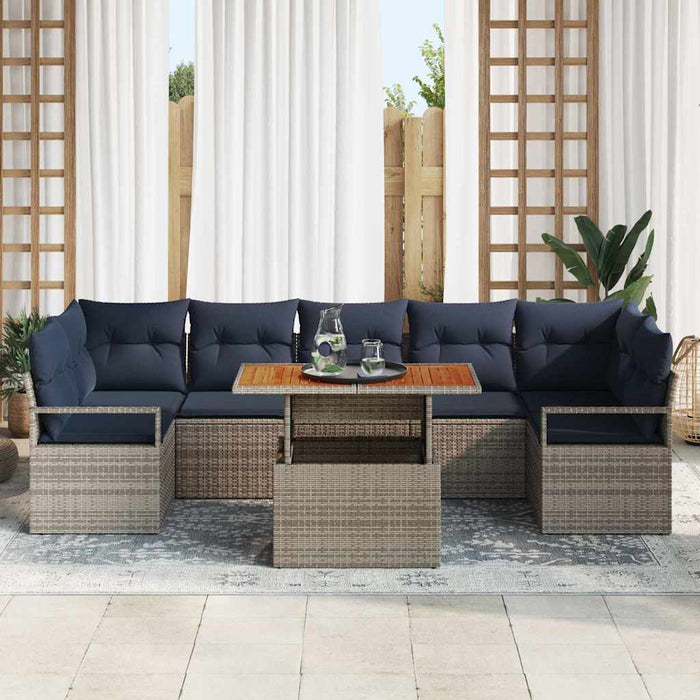Set de canapele pentru grădină cu pernă 8 pcs Gri și bleumarin - WALTI WALTI