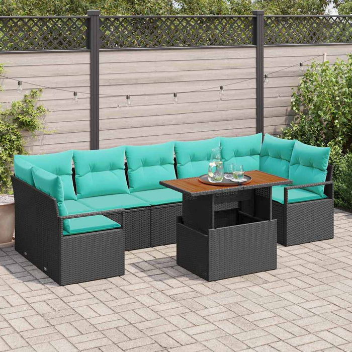Set de canapele pentru grădină 8 pcs Negru și Albastru petrol - WALTI WALTI