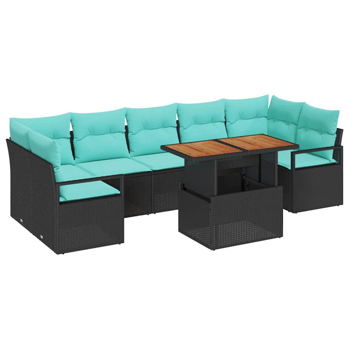Set de canapele pentru grădină 8 pcs Negru și Albastru petrol - WALTI WALTI