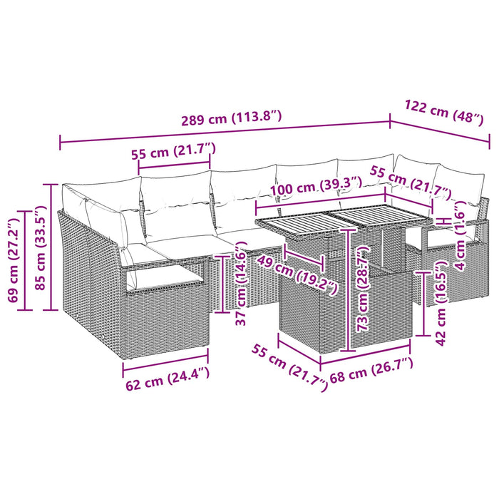 Set de canapele pentru grădină 8 pcs Negru și Albastru petrol - WALTI WALTI
