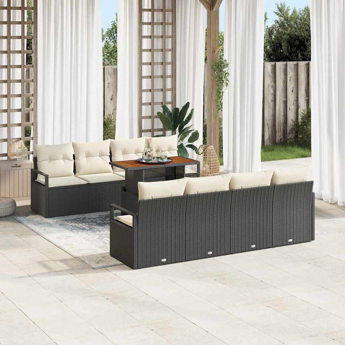 Set de canapele pentru grădină cu pernă 9 pcs Negru, Crem - WALTI WALTI