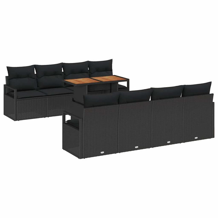 Set de canapele pentru grădină cu pernă 9 pcs Negru, Marron - WALTI WALTI