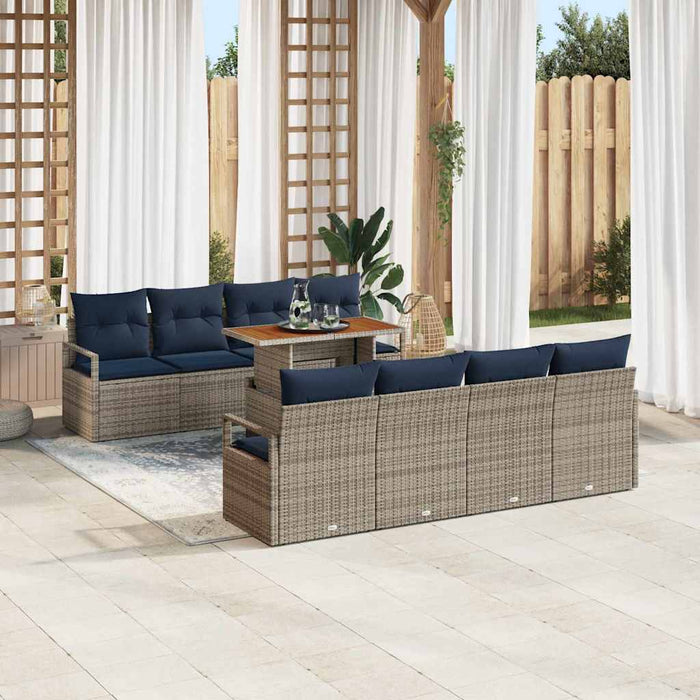 Set de canapele pentru grădină cu pernă 9 pcs Gri și bleumarin - WALTI WALTI