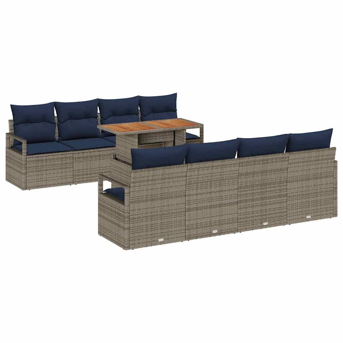 Set de canapele pentru grădină cu pernă 9 pcs Gri și bleumarin - WALTI WALTI