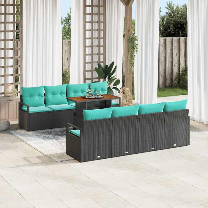 Set de canapele pentru grădină 9 pcs Negru și Albastru petrol - WALTI WALTI