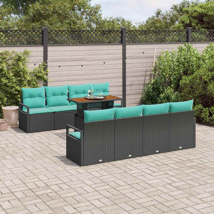 Set de canapele pentru grădină 9 pcs Negru și Albastru petrol - WALTI WALTI