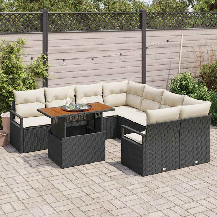 Set de masă pentru grădină 9 pcs Negru, Crem 100 x 55 x 73 cm - WALTI WALTI