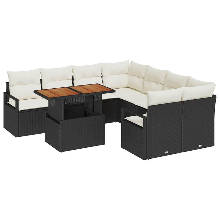 Set de masă pentru grădină 9 pcs Negru, Crem 100 x 55 x 73 cm - WALTI WALTI