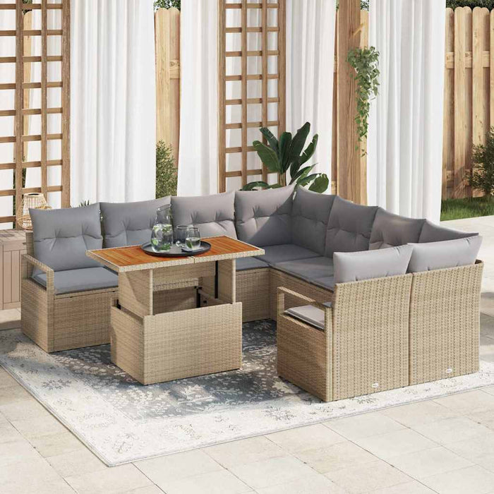 Set de masă pentru grădină 9 pcs Bej, Gri 100 x 55 x 73 cm - WALTI WALTI