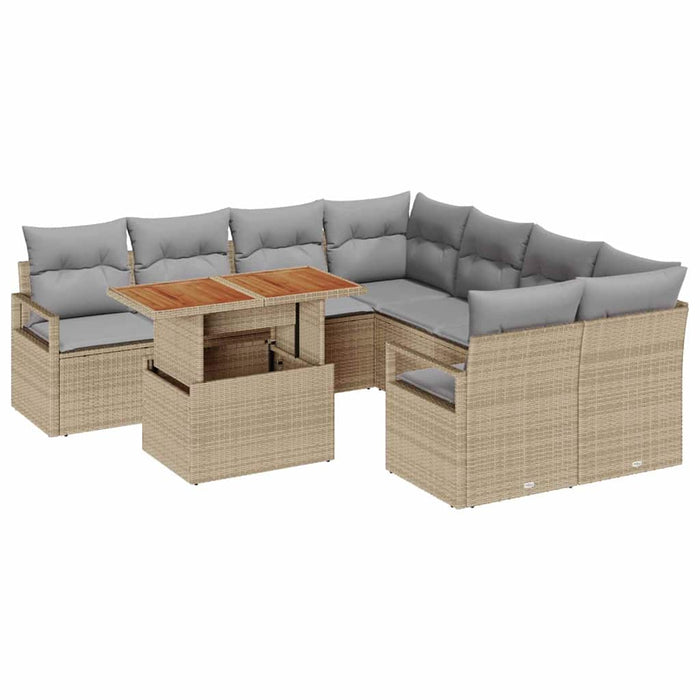 Set de masă pentru grădină 9 pcs Bej, Gri 100 x 55 x 73 cm - WALTI WALTI