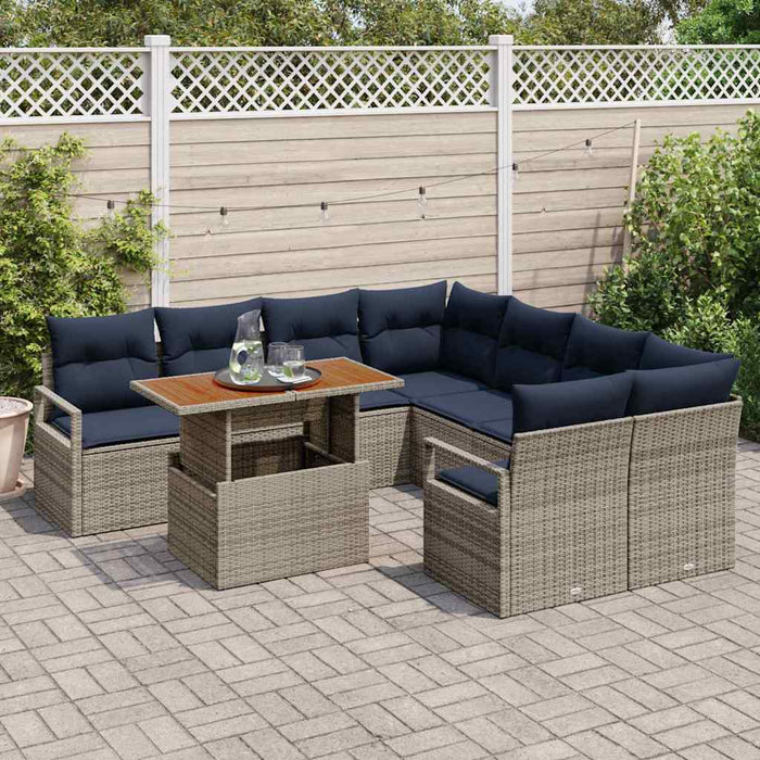 Set de masă pentru grădină cu pernă 9 pcs Gri și bleumarin - WALTI WALTI