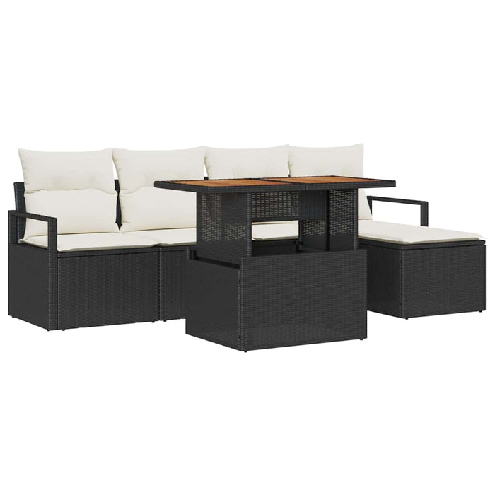 Set de canapele pentru grădină 6 pcs Negru și Crem WALTI