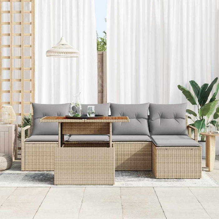 Set de masă pentru grădină cu pernă 6 pcs Bej și gri - WALTI WALTI