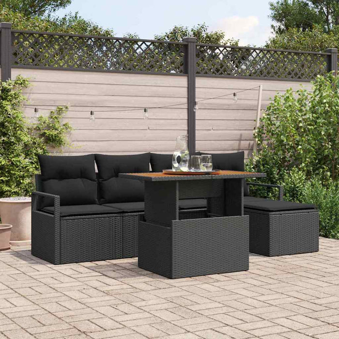 Set de masă pentru grădină cu pernă 6 pcs Negru și Maro - WALTI WALTI