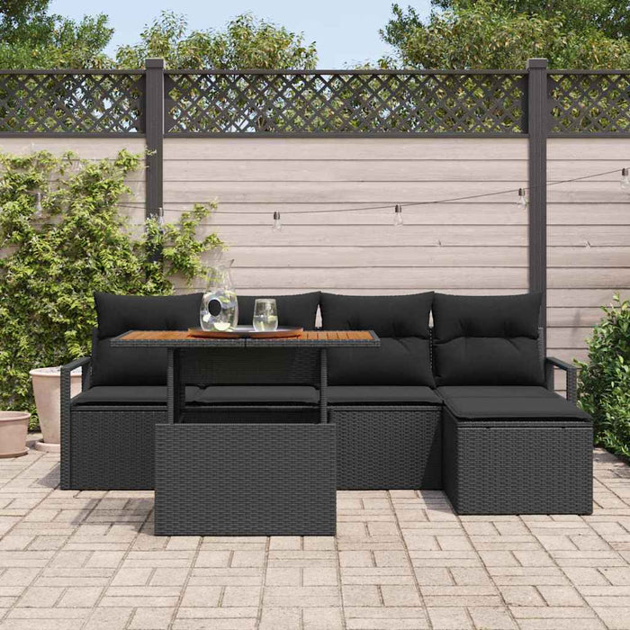 Set de masă pentru grădină cu pernă 6 pcs Negru și Maro - WALTI WALTI