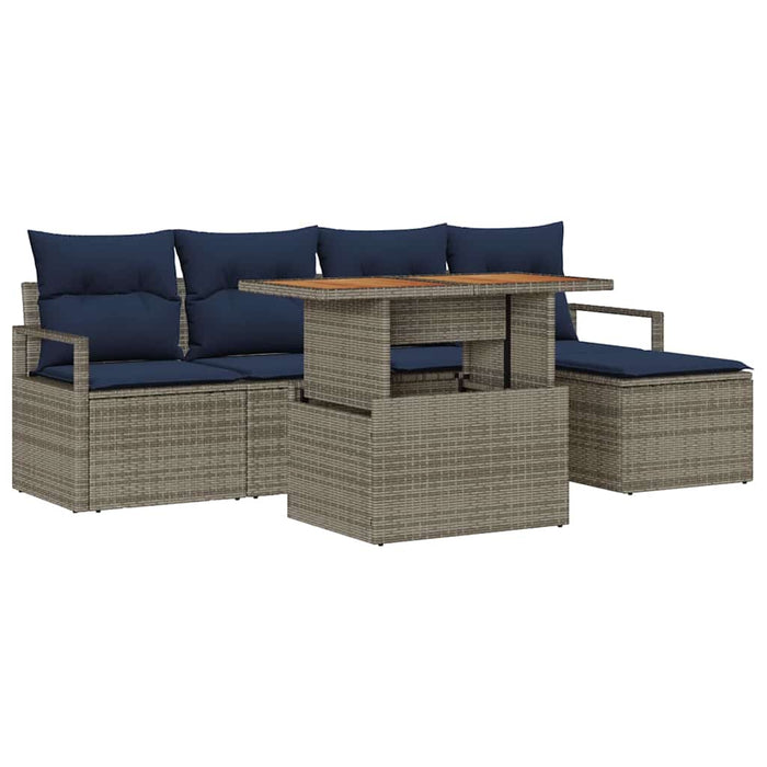 Set de masă pentru grădină cu pernă 6 pcs Gri și bleumarin - WALTI WALTI