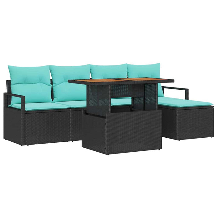 Set de masă pentru grădină 6 pcs Negru și Albastru petrol - WALTI WALTI
