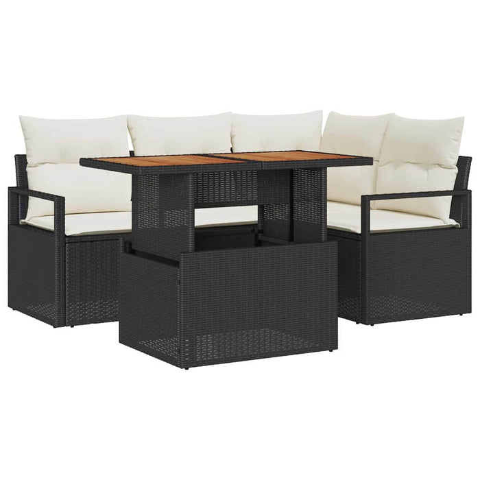 Set de masă pentru grădină cu pernă Manual 5 pcs Negru și Crem - WALTI WALTI