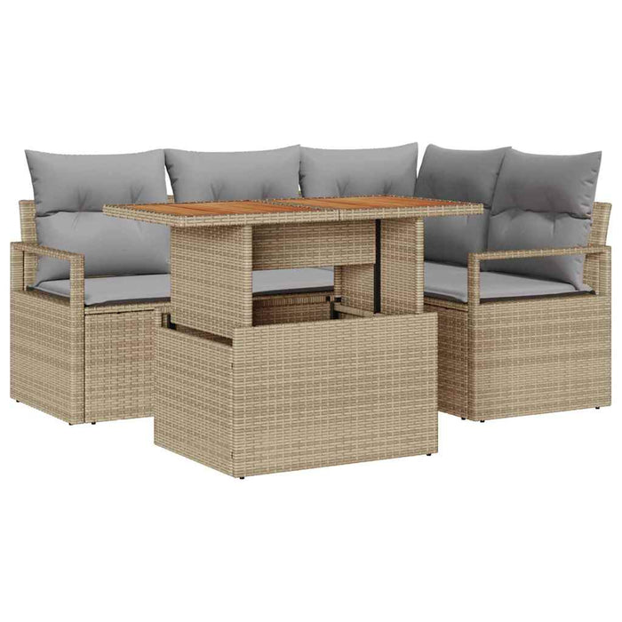 Set de masă pentru grădină cu pernă Manual 5 pcs Bej și gri - WALTI WALTI