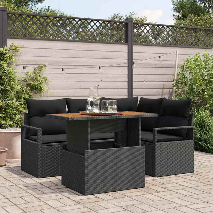 Set de masă pentru grădină cu pernă Manual 5 pcs Negru și Maro - WALTI WALTI
