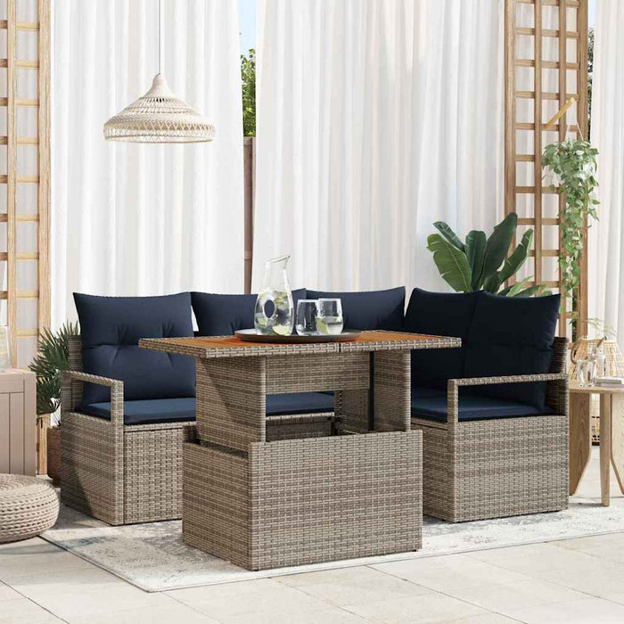 Set de masă pentru grădină cu pernă 5 pcs Gri și bleumarin - WALTI WALTI