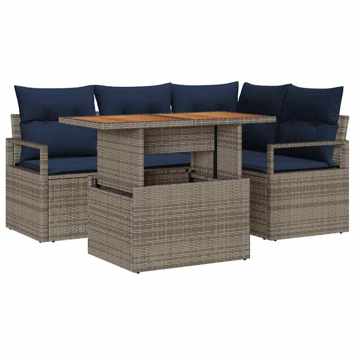 Set de masă pentru grădină cu pernă 5 pcs Gri și bleumarin - WALTI WALTI