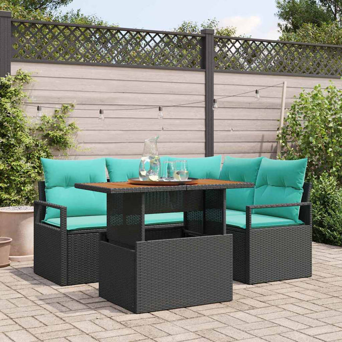 Set de masă pentru grădină 5 pcs Negru și Albastru petrol - WALTI WALTI