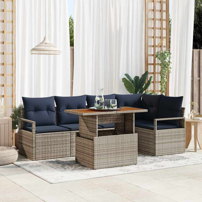Set de masă pentru grădină cu pernă 6 pcs Gri și bleumarin - WALTI WALTI