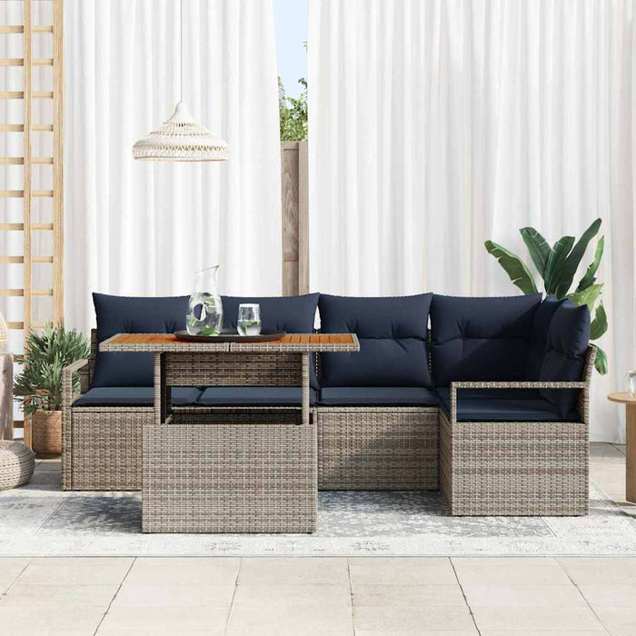 Set de masă pentru grădină cu pernă 6 pcs Gri și bleumarin - WALTI WALTI