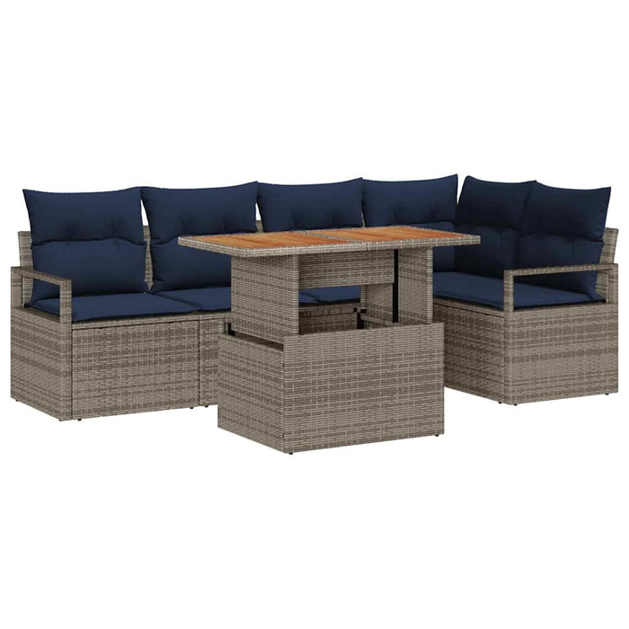 Set de masă pentru grădină cu pernă 6 pcs Gri și bleumarin - WALTI WALTI