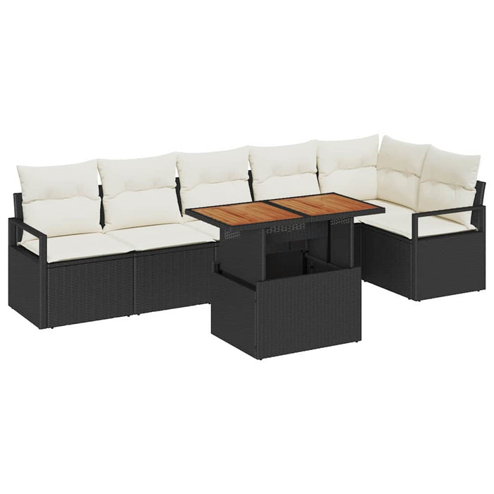 Set de masă pentru grădină 7 pcs Negru, Crem 100 x 55 x 73 cm - WALTI WALTI