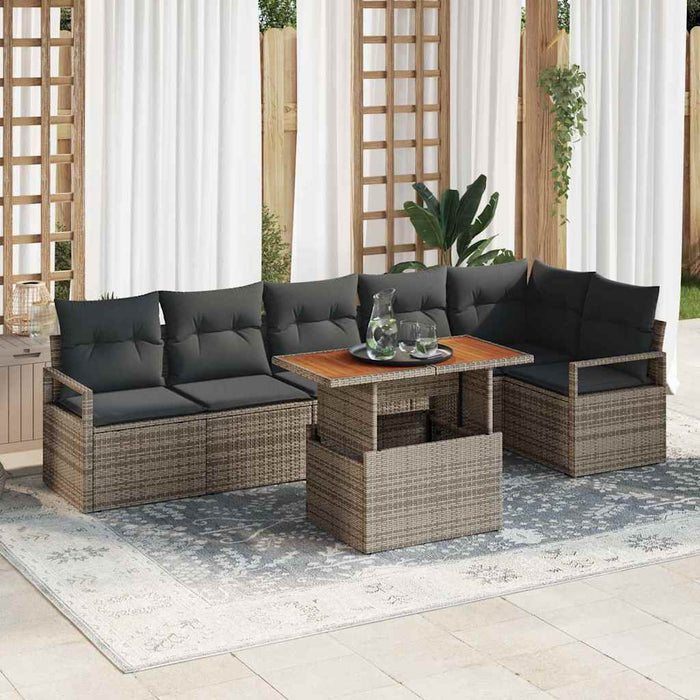 Set de masă pentru grădină cu pernă 7 pcs Gri 100 x 55 x 73 cm - WALTI WALTI