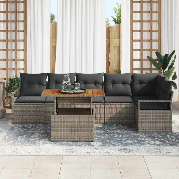 Set de masă pentru grădină cu pernă 7 pcs Gri 100 x 55 x 73 cm - WALTI WALTI