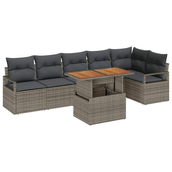 Set de masă pentru grădină cu pernă 7 pcs Gri 100 x 55 x 73 cm - WALTI WALTI