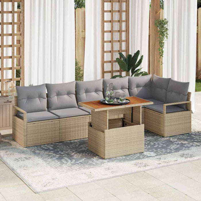 Set de masă pentru grădină 7 pcs Bej, Gri 100 x 55 x 73 cm - WALTI WALTI